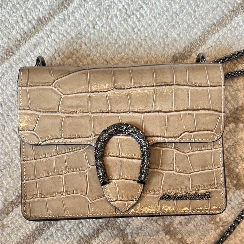 Tan Croc-Embossed Women's Bag